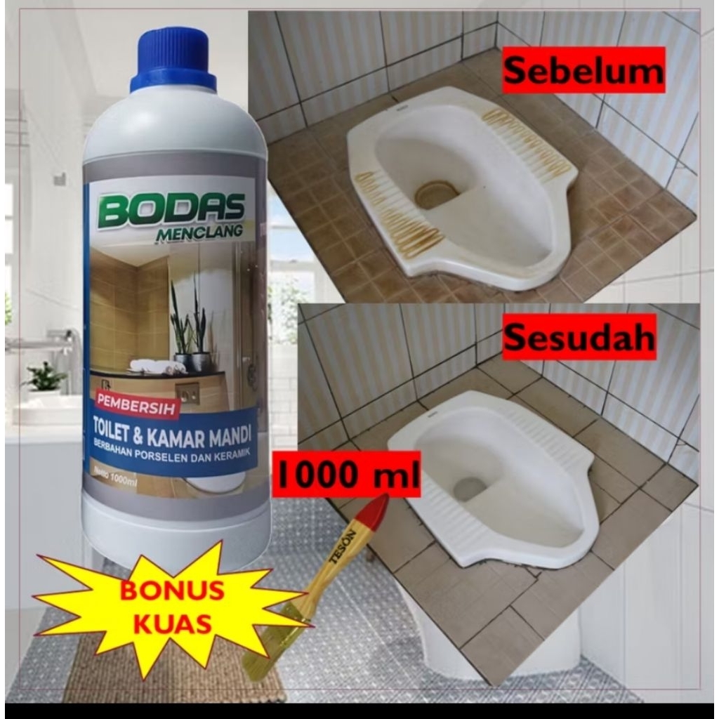 Bodas Pembersih Porselen Kamar Mandi 1 Liter – Bodas Ampuh Hilangkan Kerak & Noda Membandel