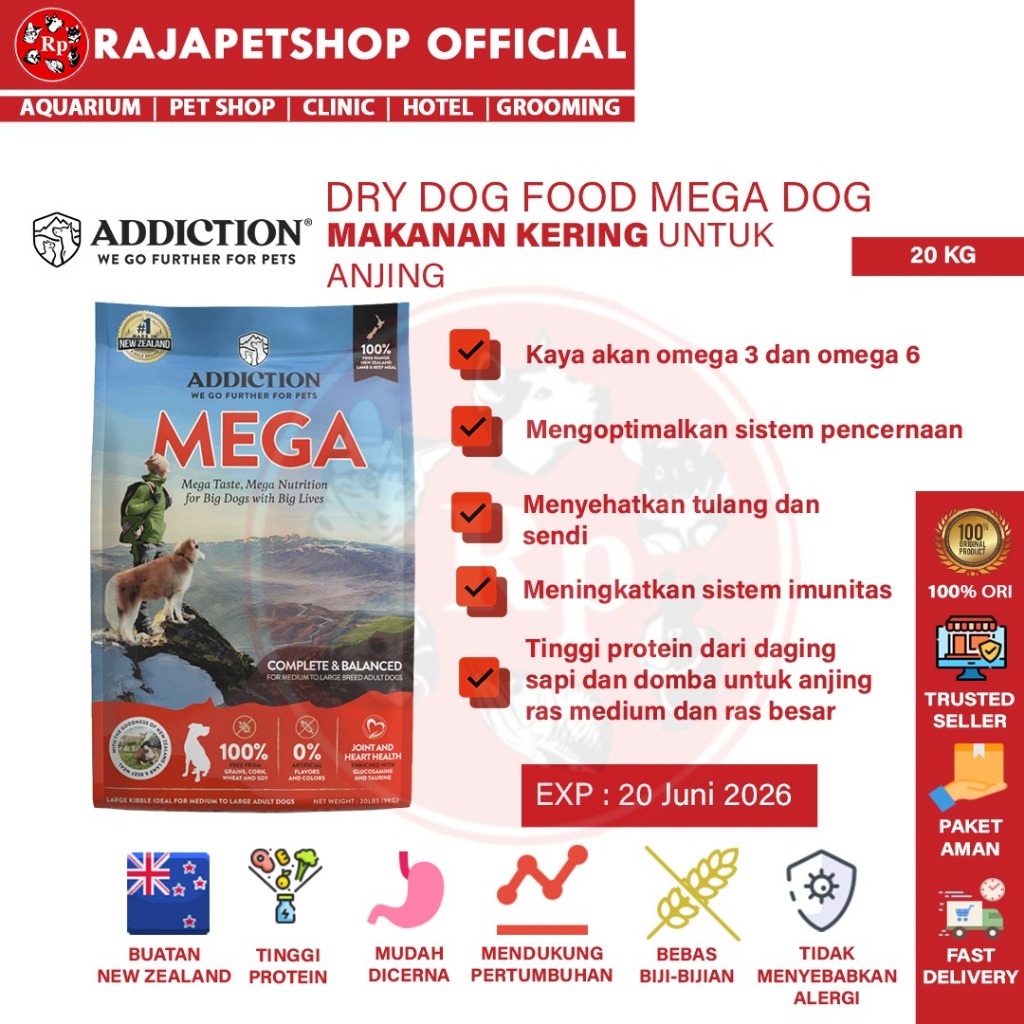 ADDICTION DRY FOOD DOG MEGA 20 KG PAKAN ANJING KERING RASA SAPI DOMBA