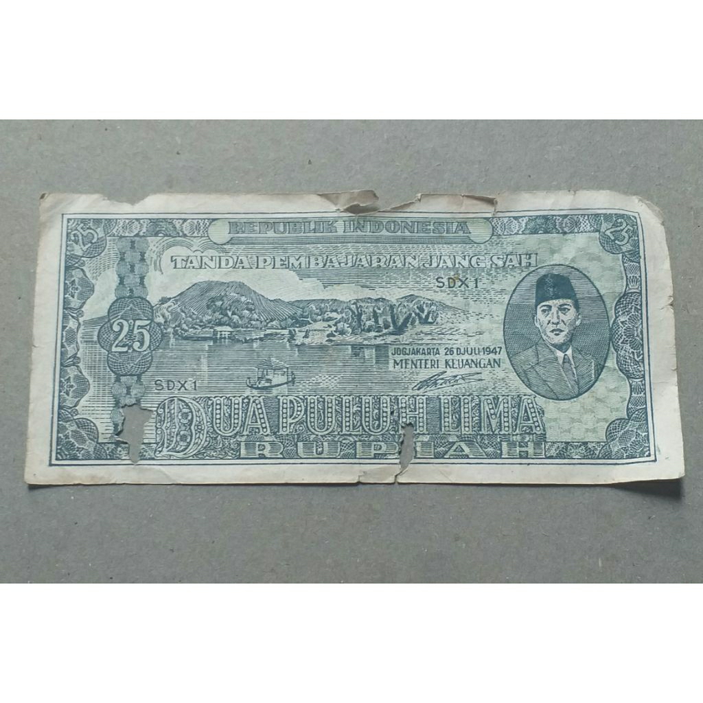 uangkuno 25rupiah sukarno tahun 1947