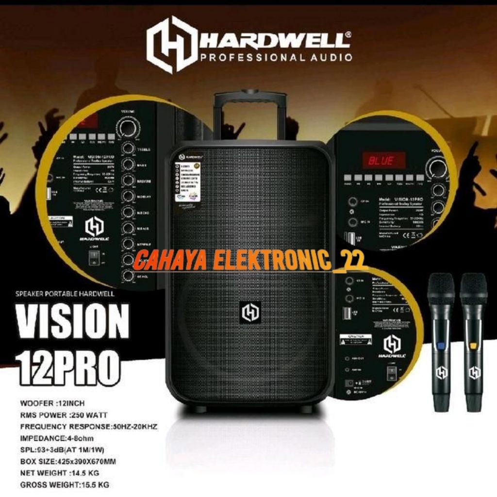 Speaker Portable Hardwell VISION 12 PRO / VISION 12PRO  ( 12 Inch ) Original Garansi