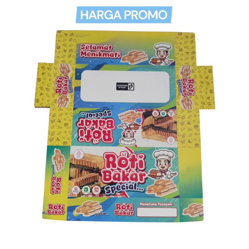 Dus Roti Bakar bandung / kemasan roti bakar bandung / box Roti Bakar bandung / kertas roti bakar ban