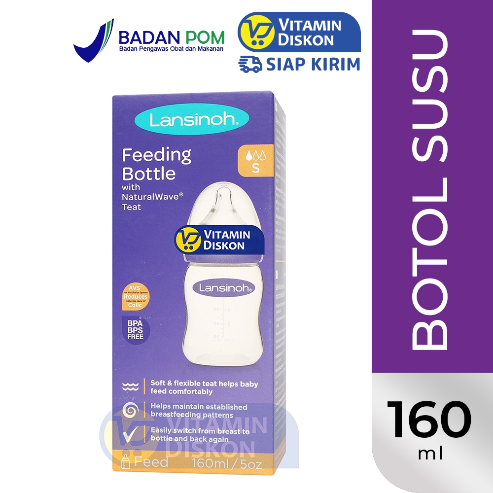 LANSINOH FEEDING BOTTLE WITH NATURALWAVE TEAT 160 ML | Botol Susu Bayi,  Dot Bayi BPA & BPS Free, An
