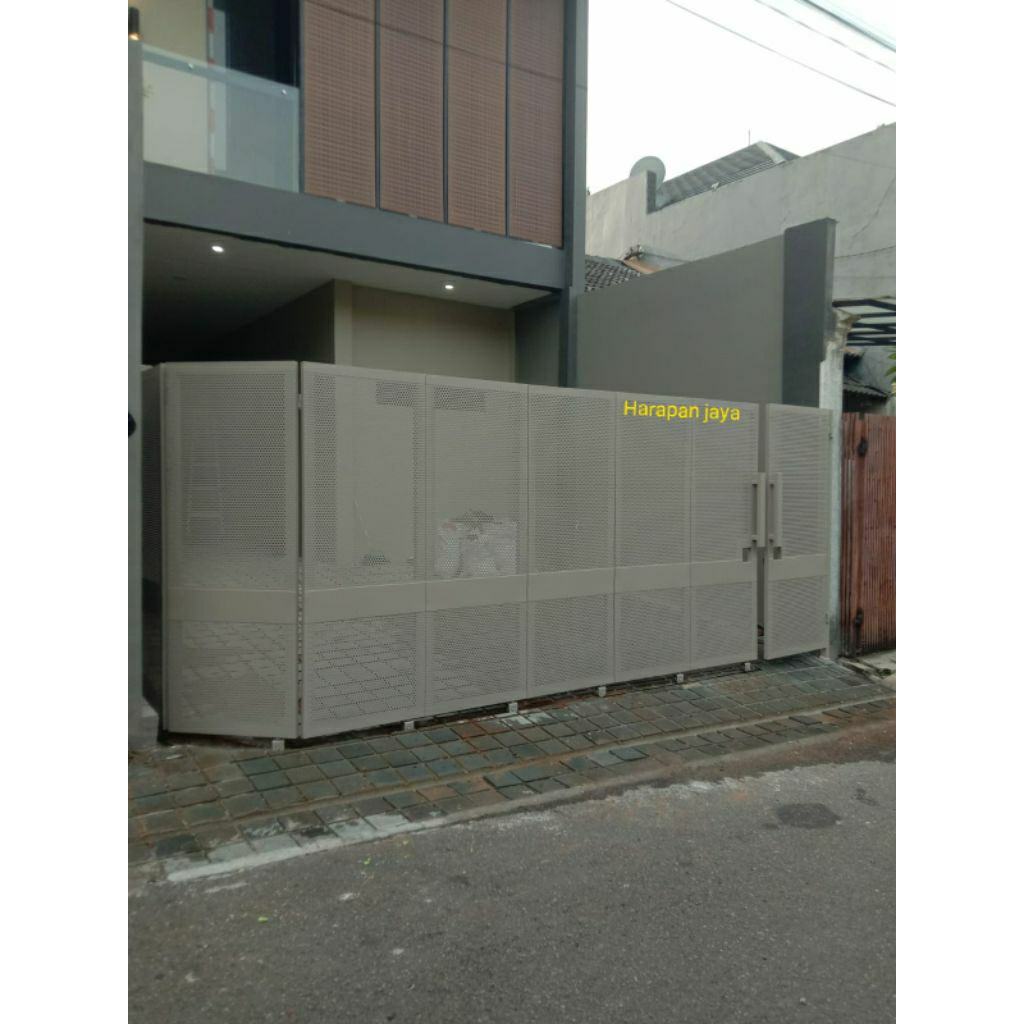 Pagar Besi plat Lubang | Plat perforated | pagar sliding Tikung