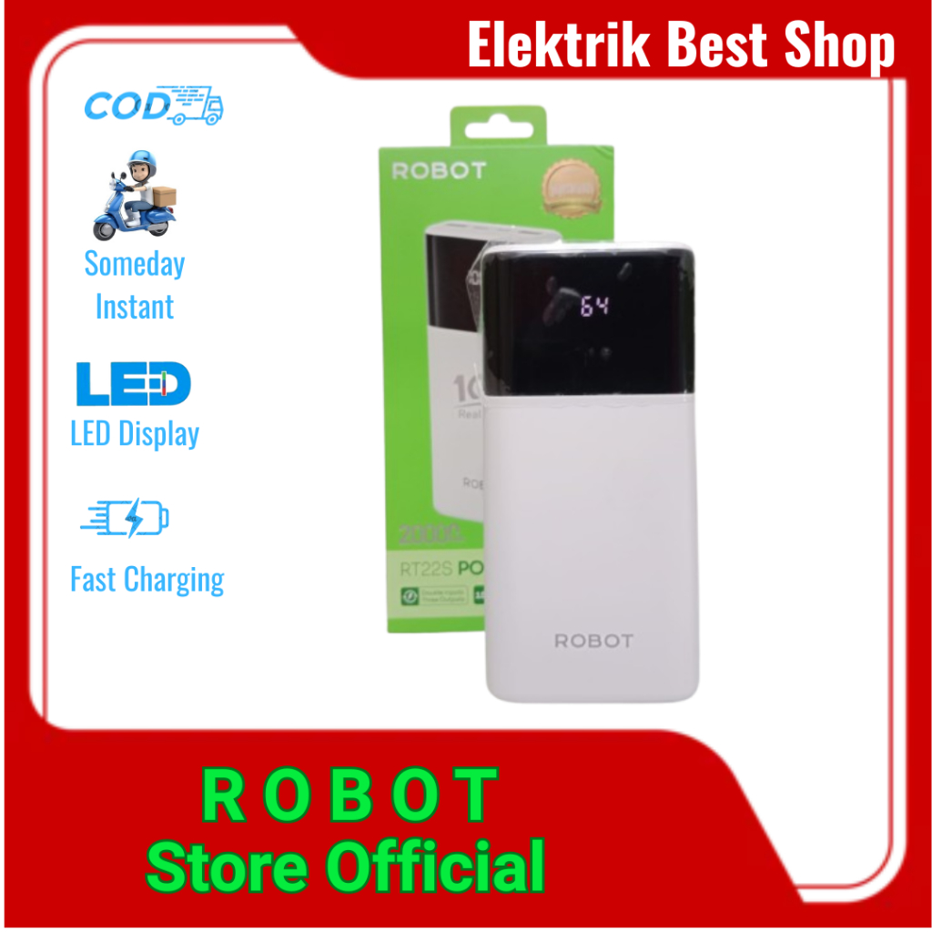 POWERBANK ROBOT RT22S 20000MAH ORIGINAL DAN BERGARANSI