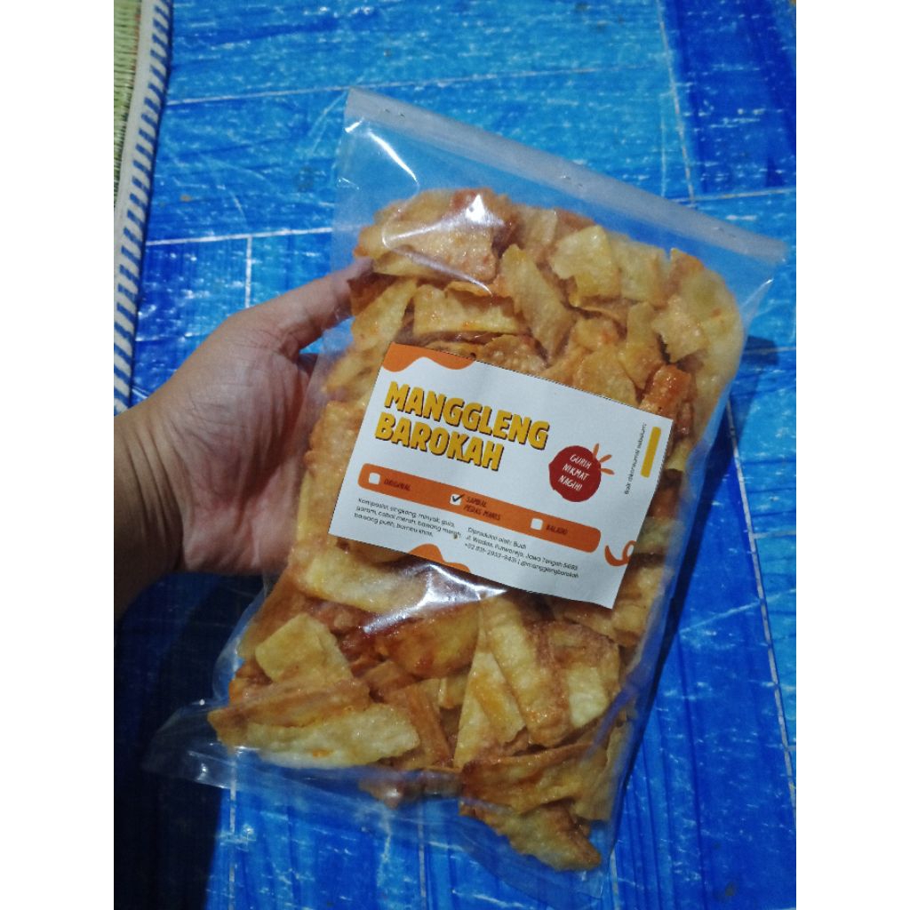 Manggleng Barokah 250gr Pedas Manis - Camilan Kiloan singkong goreng rasa - Kripik Singkong kiloan -