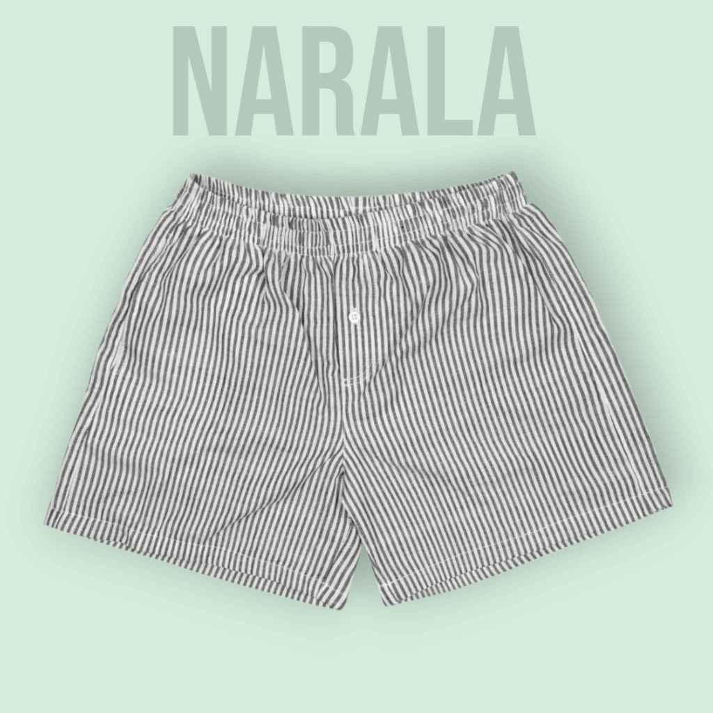 Narala Celana boxer salur Pria Wanita Celana Pendek Motif Model Kancing Saku  Kantong Nyaman Lembut