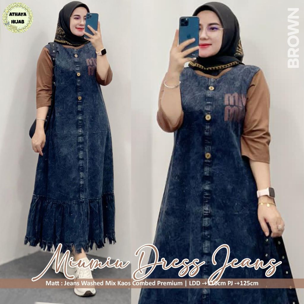 Miumiu Dress Jeans  – Gamis Denim Kasual Modern, Adem & Nyaman Dipakai Seharian