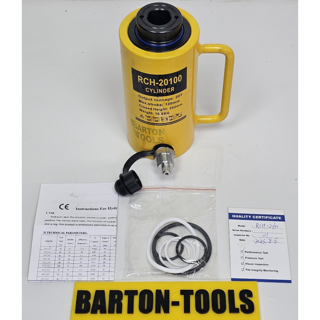 20 Ton 100mm Single Hollow Plunger Hydraulic Cylinder Jack RCH-20100 BARTON Dongkrak Silinder Hidrol