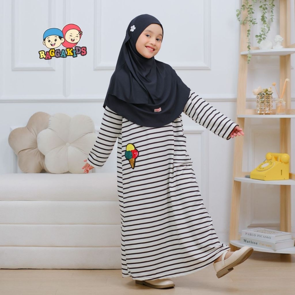 RG 67 GAMIS OVERSIZE ANAK PEREMPUAN | BAJU OVERSIZE ANAK PEREMPUAN RAGGAKIDS | GAMIS MOTIF GARIS ANA