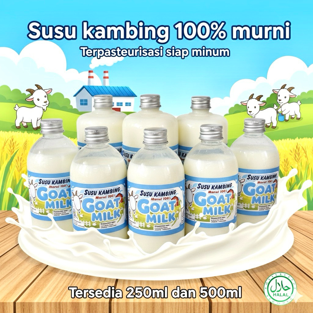 Susu kambing murni siap minum / susu kambing pasteurisasi / susu kambing 100% / susu kambing cair 25