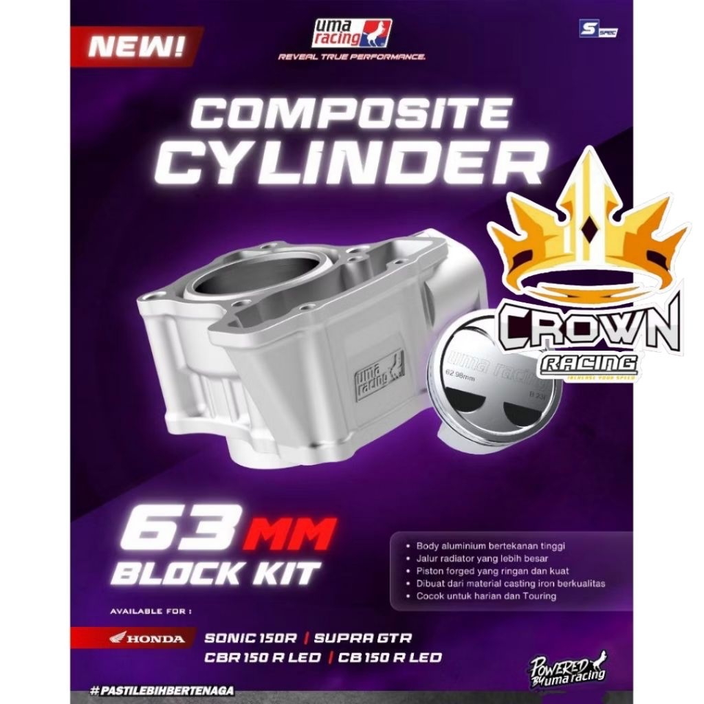 Blok Seher Cylinder Blok Uma Racing Sonic 150R / Supra GTR / CBR 150R LED / CB 150R LED