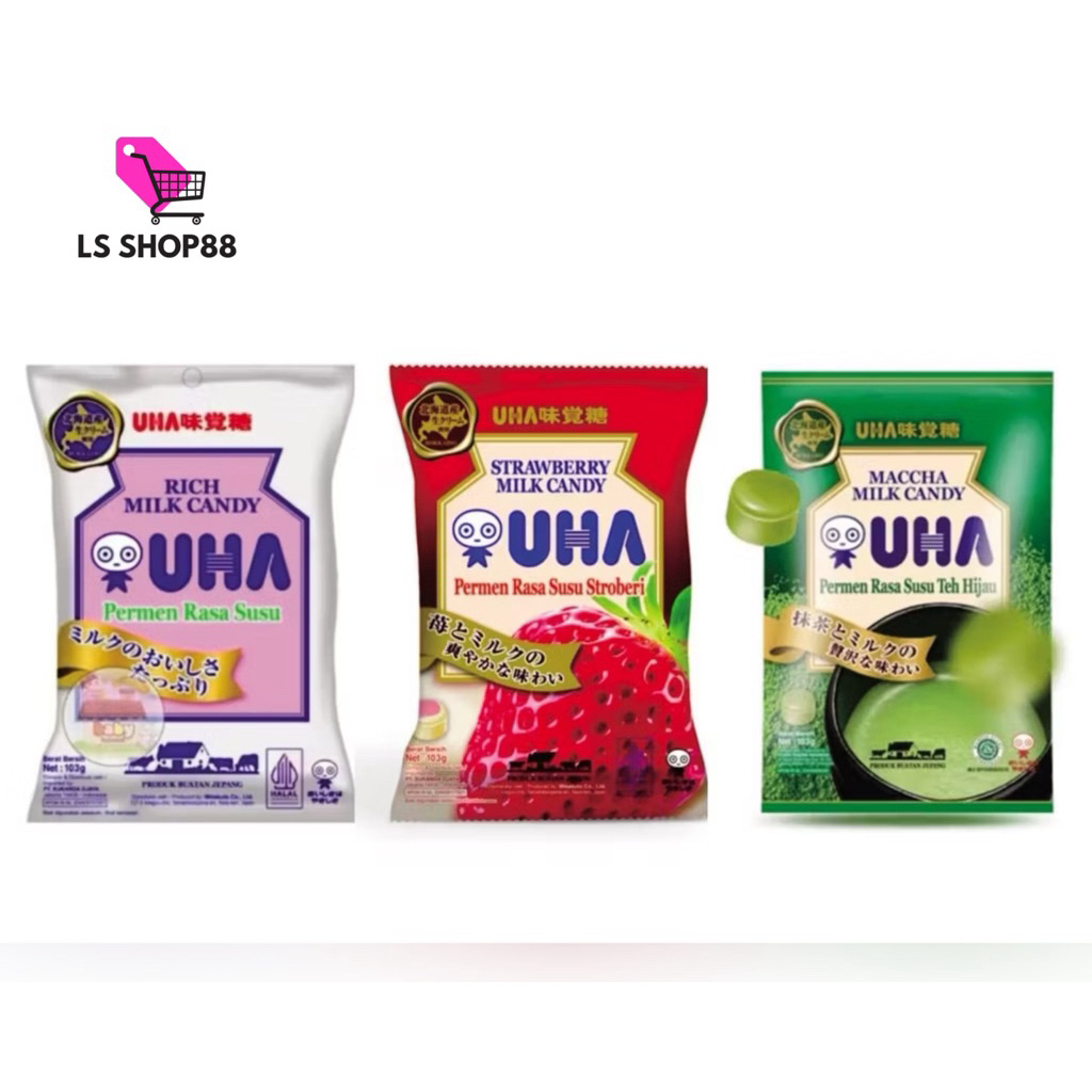 UHA Strawberry Milk Candy 42gr // UHA Matcha Milk candy