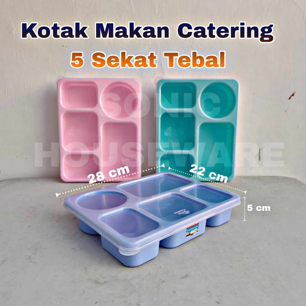 Kotak Makan Catering 5 Sekat 5 Tebal Besar Dewasa Lunch Box Tepak Ompreng Tempat Bekal Bento Makan M
