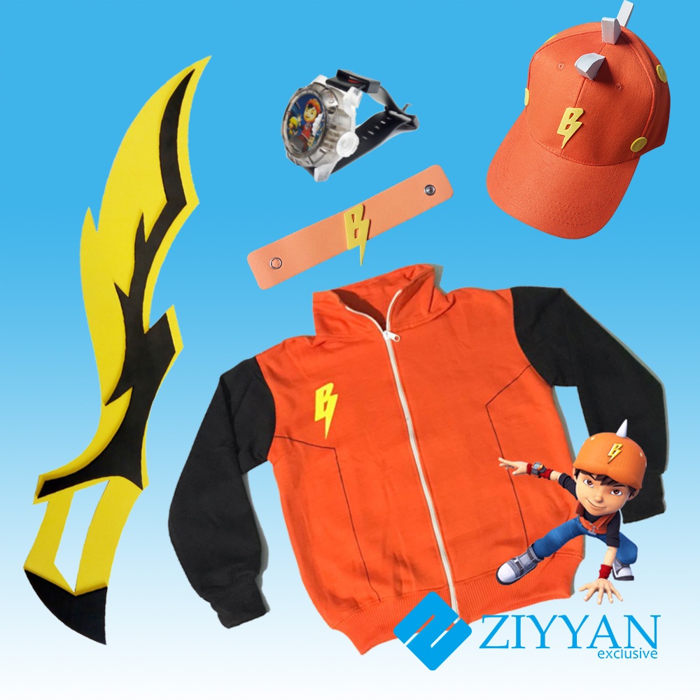 TOPI + JAM TANGAN + PEDANG MAINAN 1 + JAKET SWEATER BOBOIBOY GALAXY