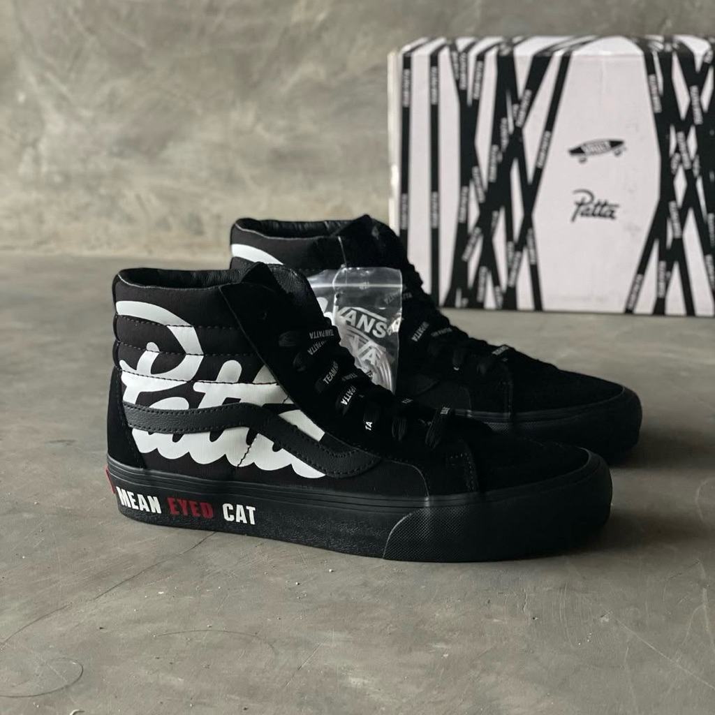 VANS VAULT X PATTA SK8-HI VLT LX 'MEAN EYES CAT' BLACK/BLACK