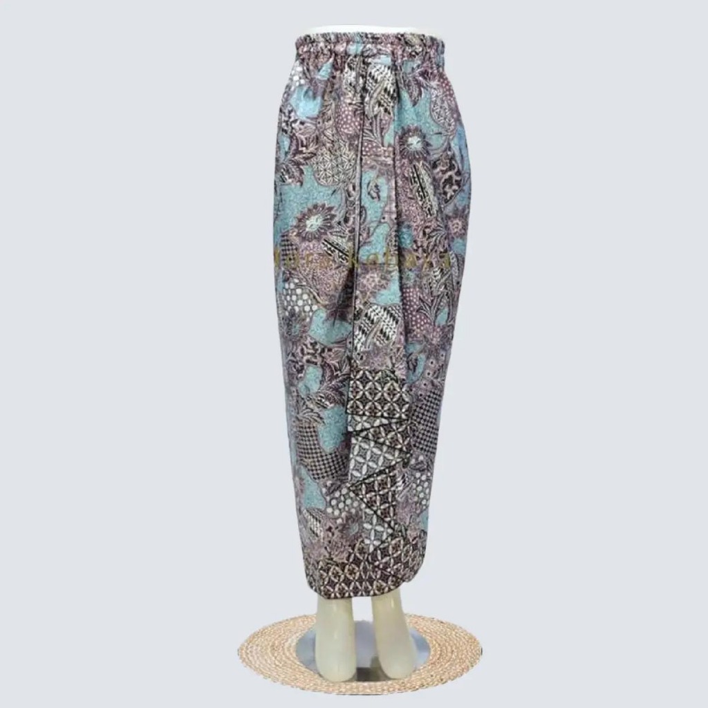 Rok Batik Wanita Model Kain Lilit Rempel Bahan Polyster Premium Warna Kuwaci Silver