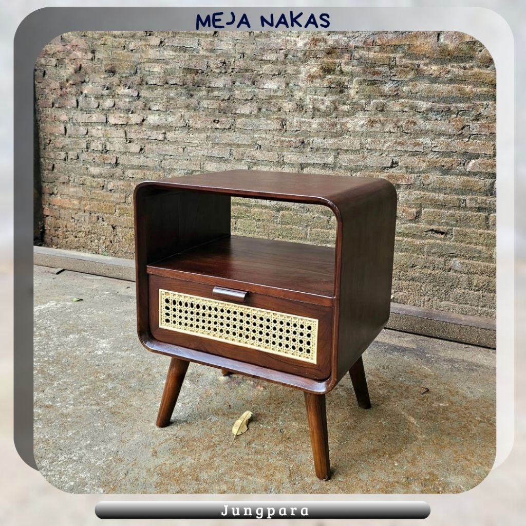 Meja nakas minimalis meja kecil kamar tidur kayu jati