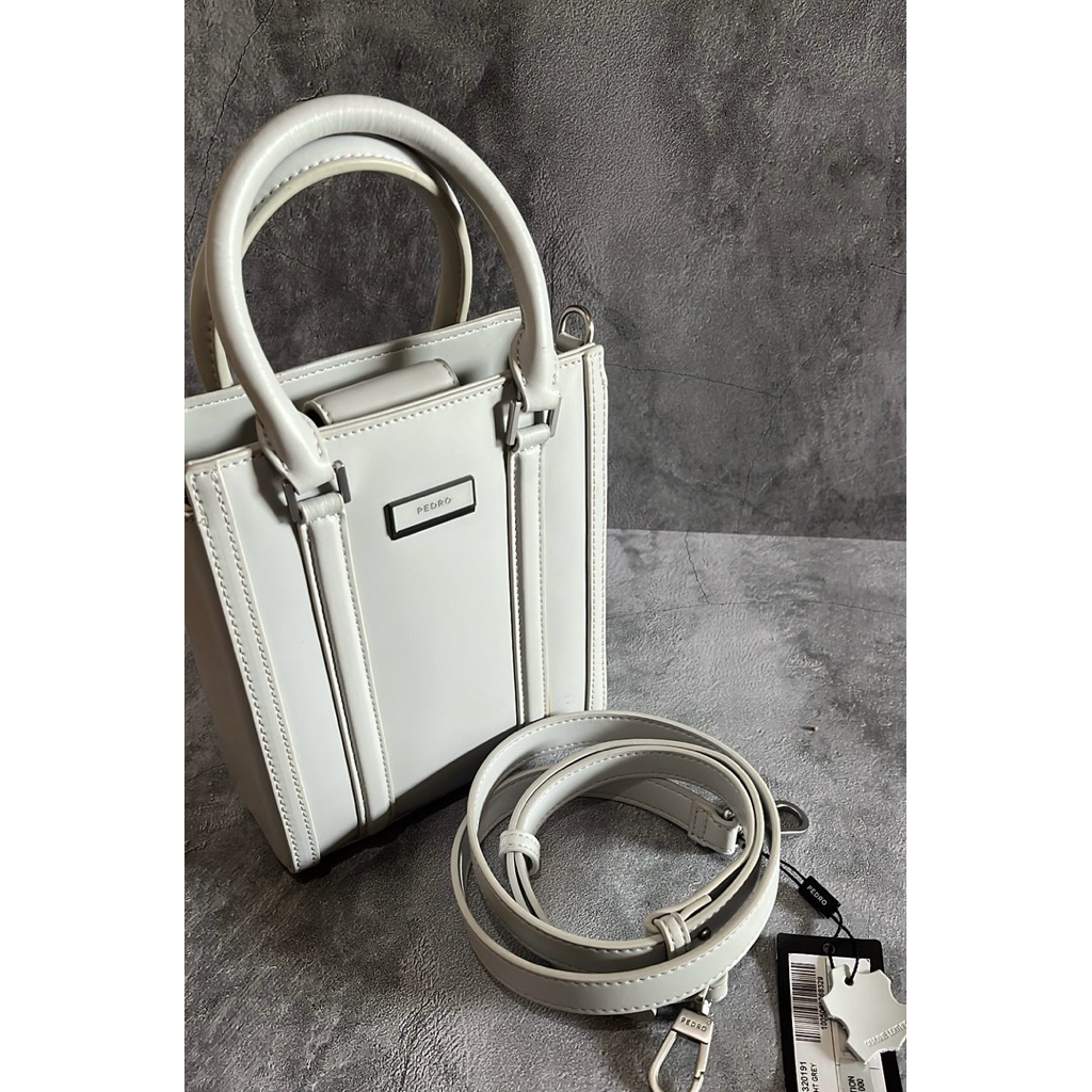 Pedro Phone Bag/Top Handle Bag - White & Cream (100% Original)