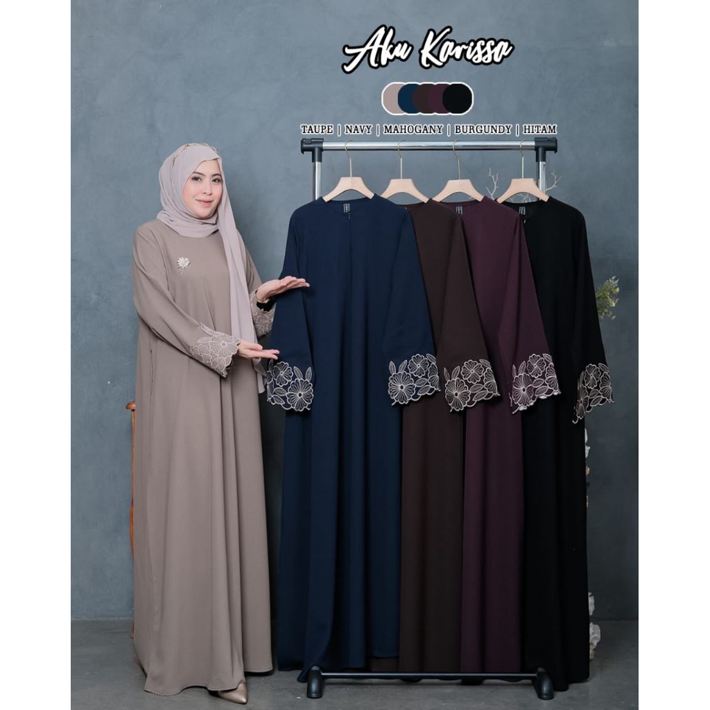 SHAKIA Abaya Bahan Sabrina mix Bordir ORI by Aku Karissa/ Shakia Abaya by Aku Karissa/ Gamis Shakia 