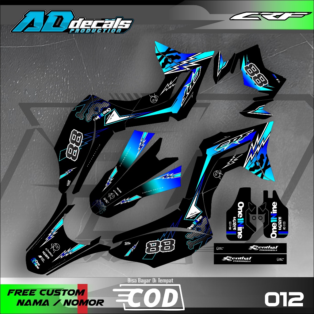 DECAL STICKER  CRF 150 L - DTRACKER - KLX BF -WR - KLX GORDON PREMIUM FULLBODY CUSTOM DESAIN AD-012