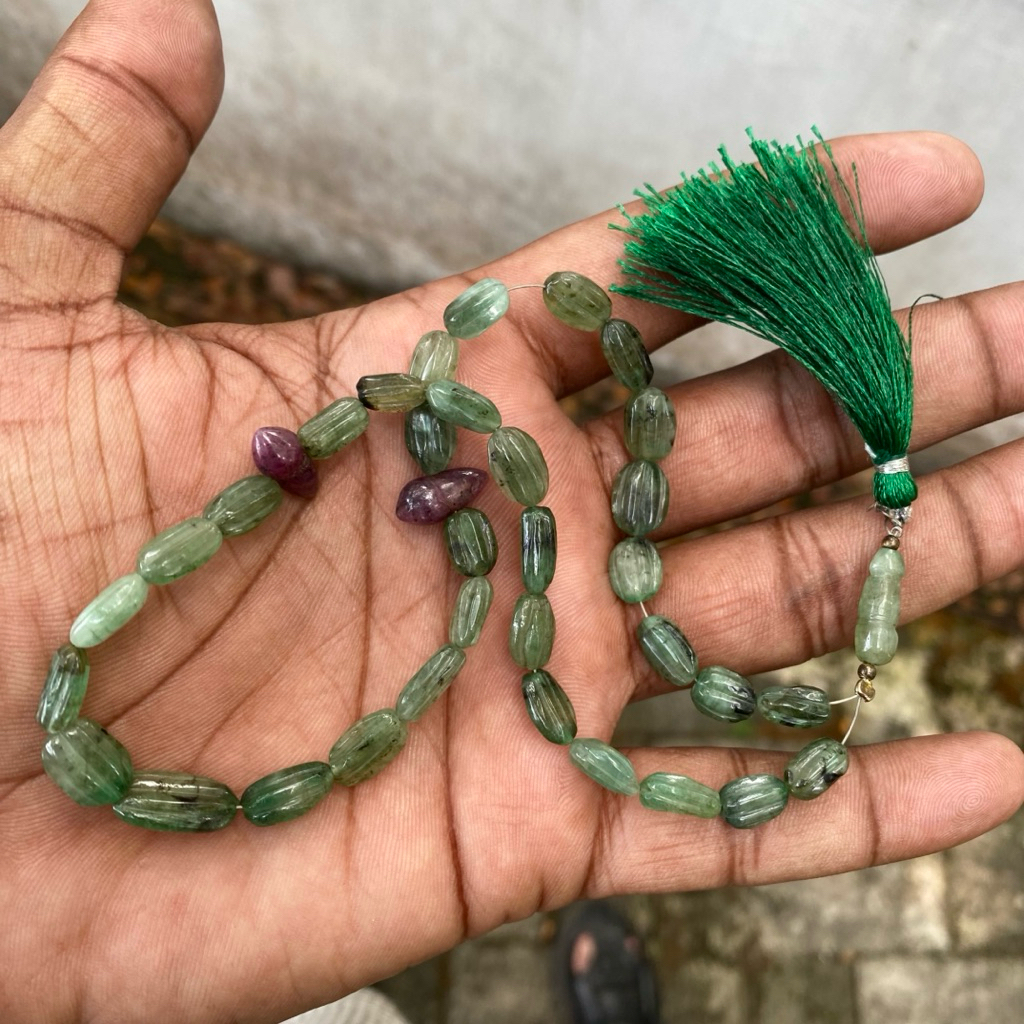 Natural Emerald Beryl Jamrud Tasbih Batu Zamrud Ruby Tasbih