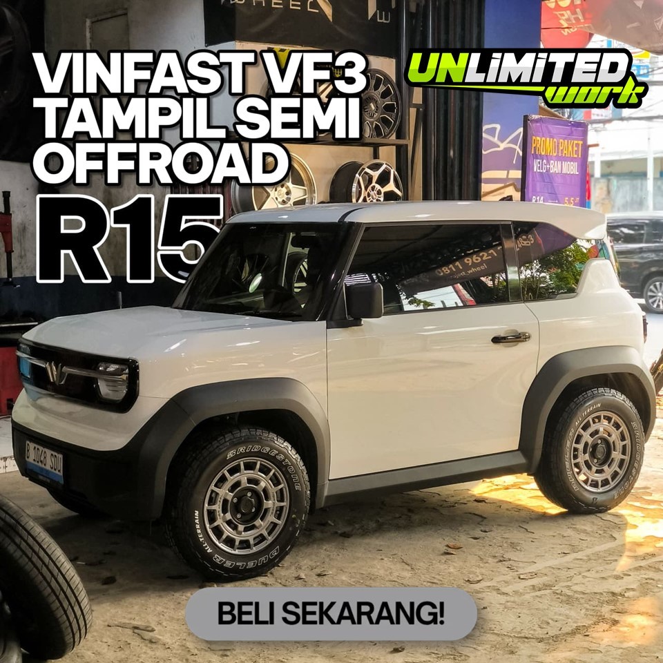 Terlaris Velg Racing Vinfast VF3 Model Rally Semi Offroad HSR Mentawai R15 PCD 4X100 ET 42 Rata Body