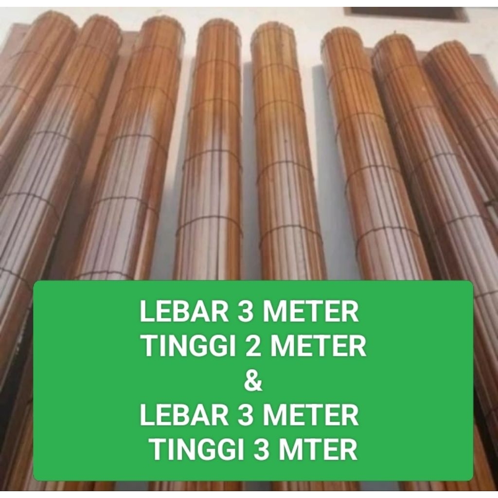 Tirai Krey Bambu Coklat UK(3x2)+Katrol Tali Penggulung