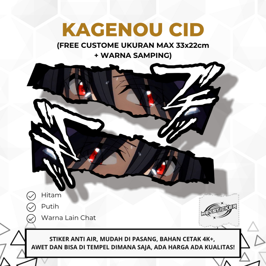 Sticker Stripping Universal All Type Motor Print Cut Stiker Mata Anime Kagenou Cid Model 2