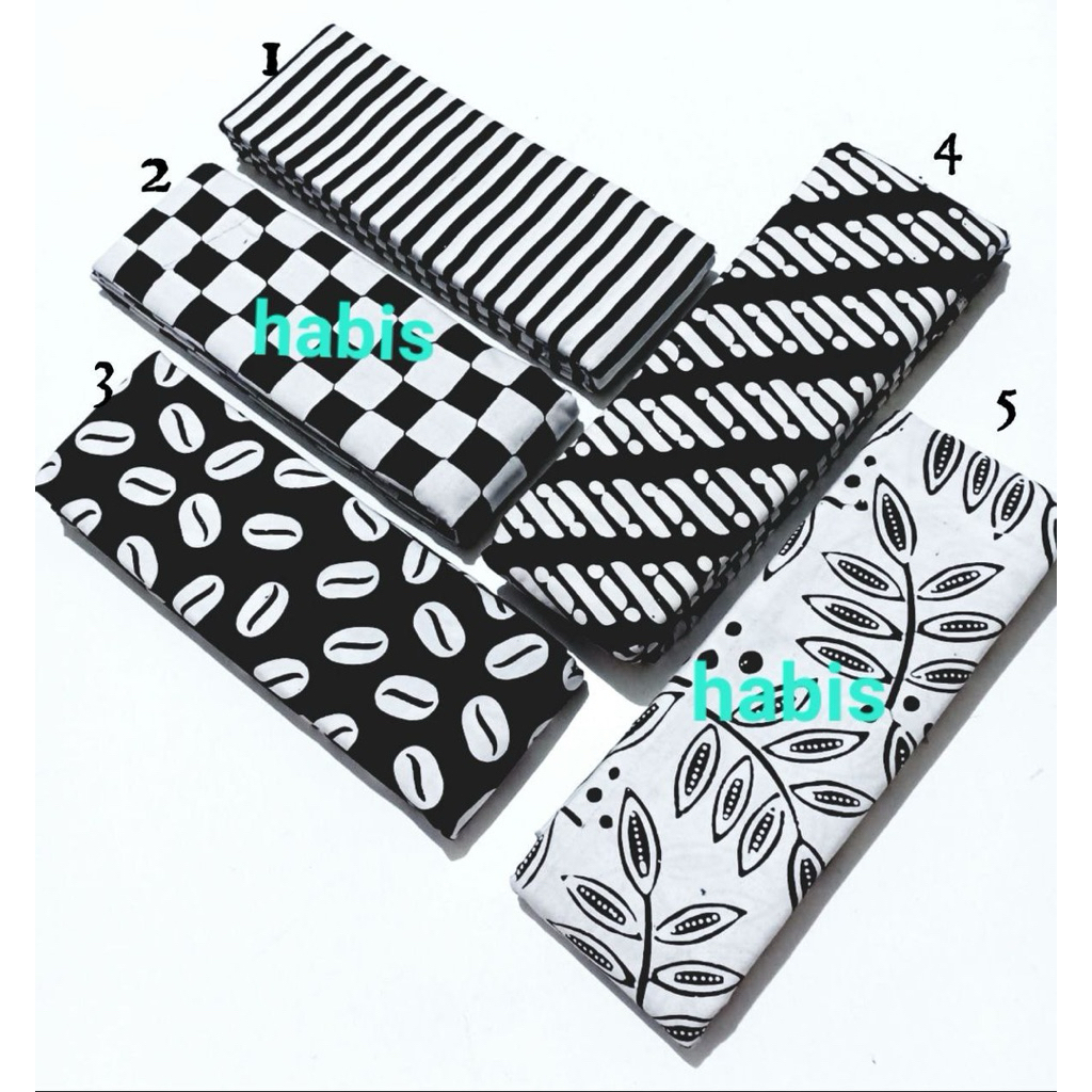 Kain Batik Cap Garutan  Warna Hitam series Kain Batik Meteran Seragaman - Kain Batik Bahan Katun