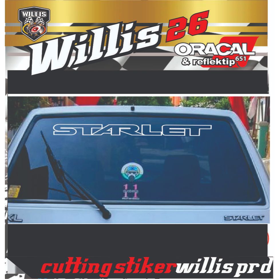 Stiker STARLET kaca Starlet Kotak /KAPSUL 75 X7 CM