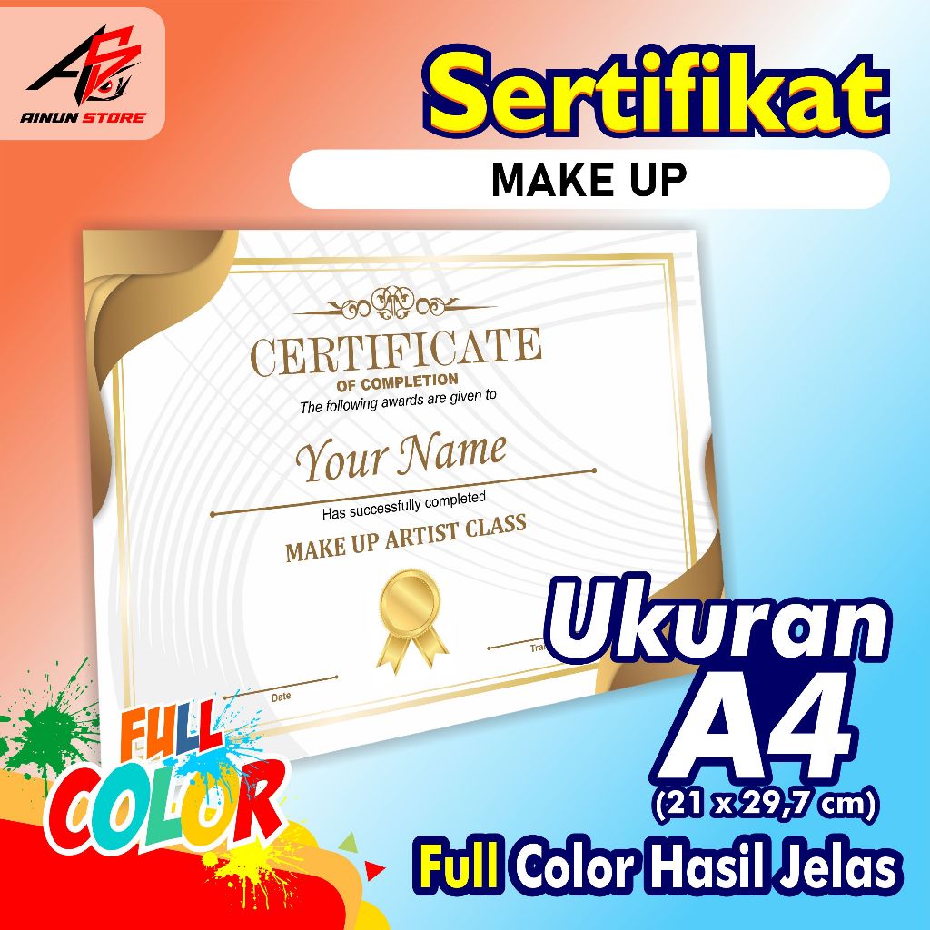 Sertifikat Make Up Artist , Cetak Sertifikat Custom Kursus Kecantikan