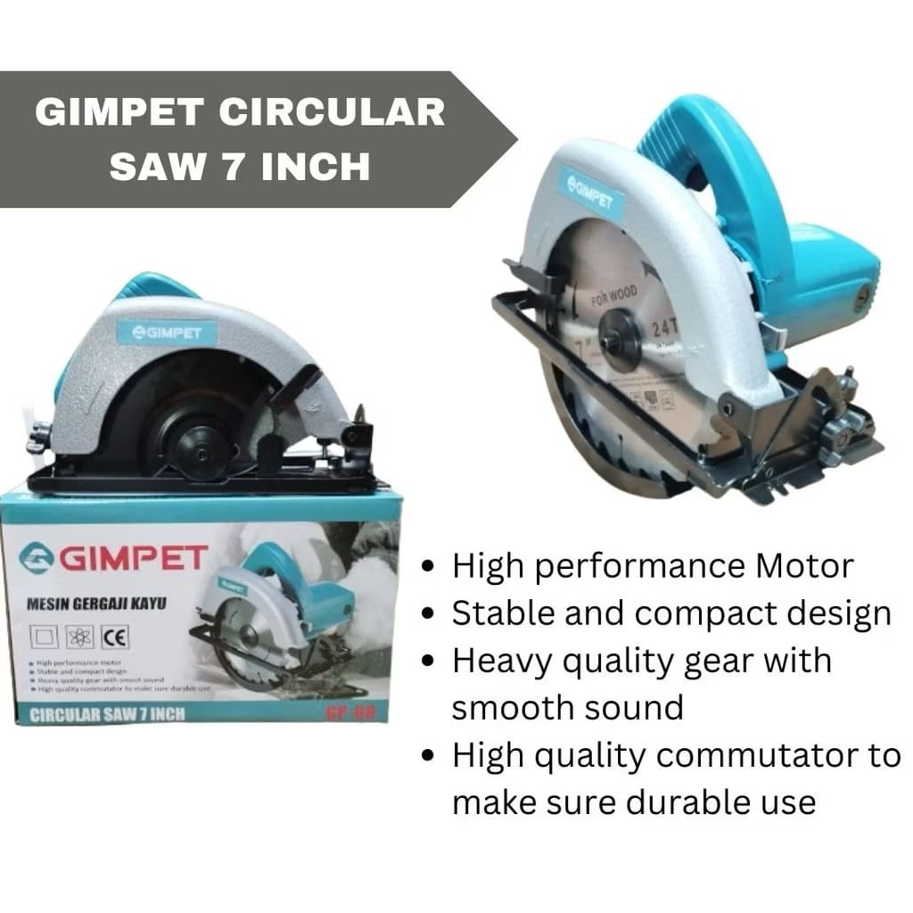GIMPET MESIN POTONG KAYU CIRCULAR SAW 7 inch, mesin gergaji listrik (circular saw) 7 inci dan mesin 