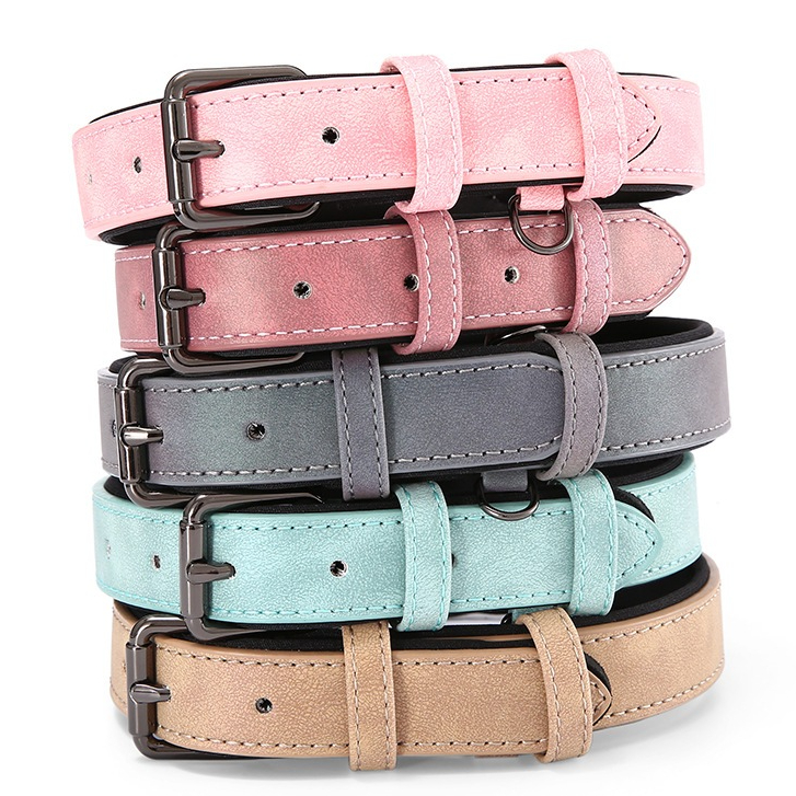 Kalung Anjing Premium Bahan Kulit Lembut Adjustable S-XL | Tali Leher Hewan Peliharaan Anti Iritasi,