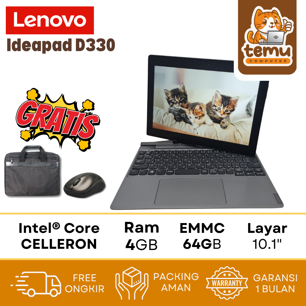 Laptop Lenovo Ideapad D330 Intel N4000 RAM 4GB EMMC 64GB - Laptop 2 in 1 - Second Murah Bergaransi