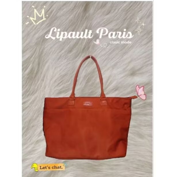 Lipault paris lady shopper tote orange colour trolley sleeve