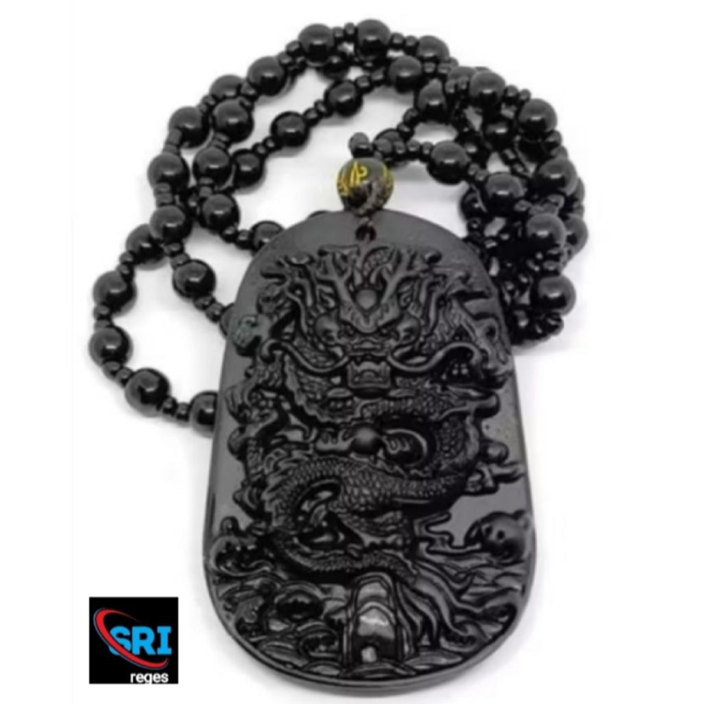 KALUNG GIOK HITAM CHINA MOTIF NAGA ORIGINAL NATURAL ASLI BATU GIOK