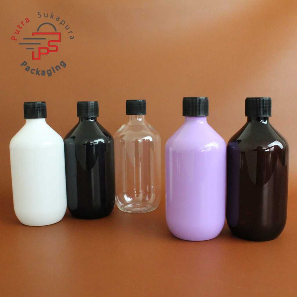 Botol ulir 300ml mada / botol urol 300ml ovel ulir neck 24 plastik hitam