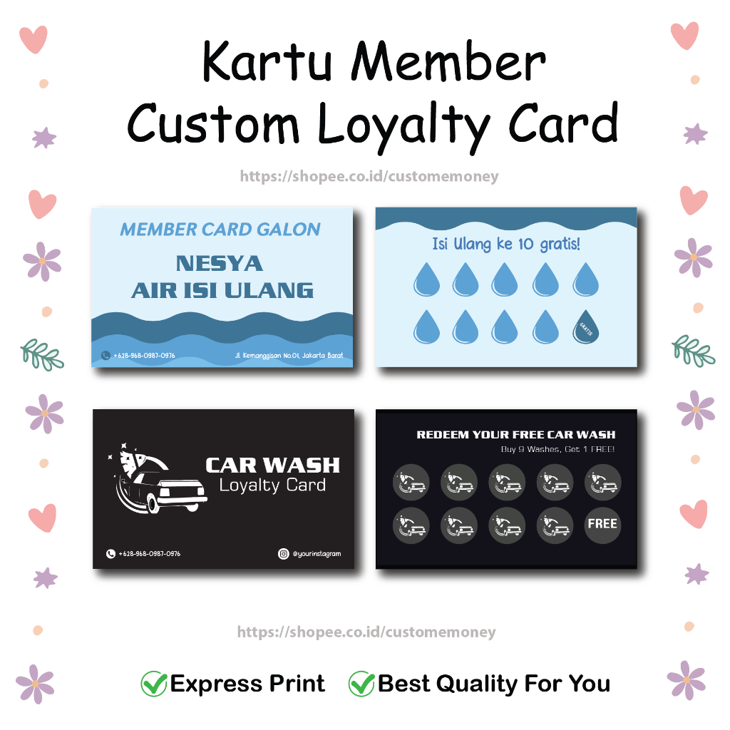 Kartu Member Loyalty Card Kartu Pelanggan Kartu Nama Customer Art Carton Karton