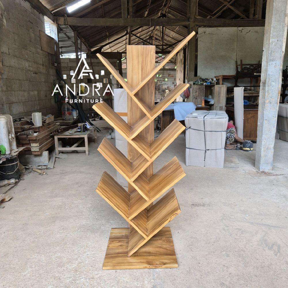 Rak buku pajangan kayu jati, rak buku minimalis kayu jati