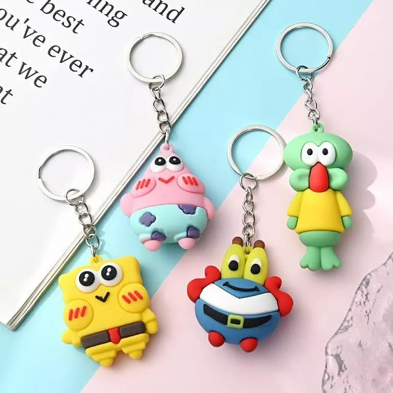 GANTUNGAN KUNCI KARAKTER SPONGEBOB / KEYCHAIN RUBBER SPONGEBOB IMPORT GANTUNGAN TAS