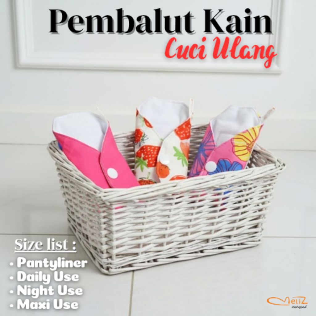 Meliz Menspad ||  Isi 3 pcs Menspad, Pembalut Kain Cuci ulang, Pembalut Wanita, Pembalut Kain, Menst