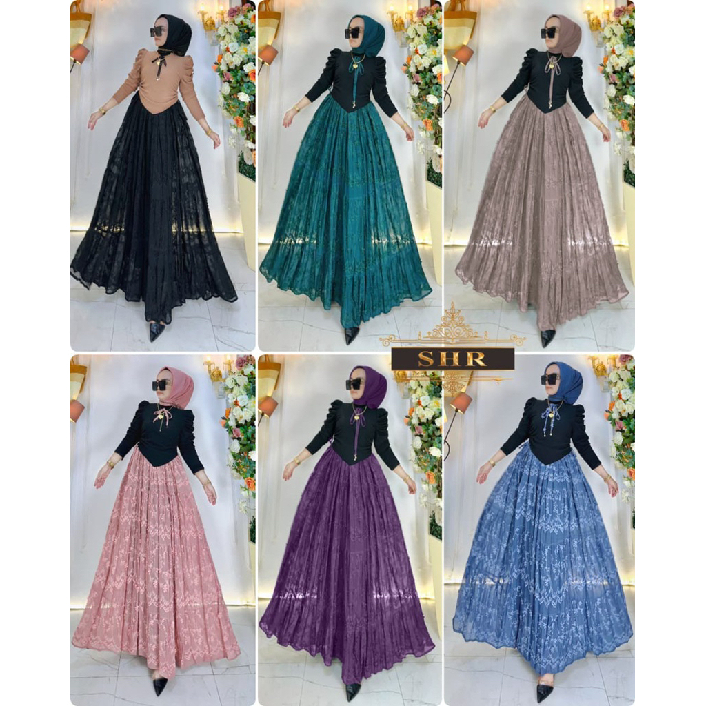 Gamis Lancip Serut Bordir New SHR