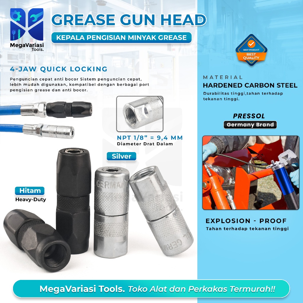 GREASE GUN HEAD - KEPALA SELANG GREASE GUN - ALAT MINYAK GEMUK GREASE GUN HIGH PRESSURE