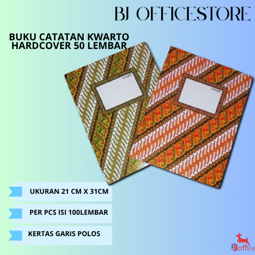 Buku Tulis Hardcover Kwarto 50 Lembar – Kertas Bergaris Tebal