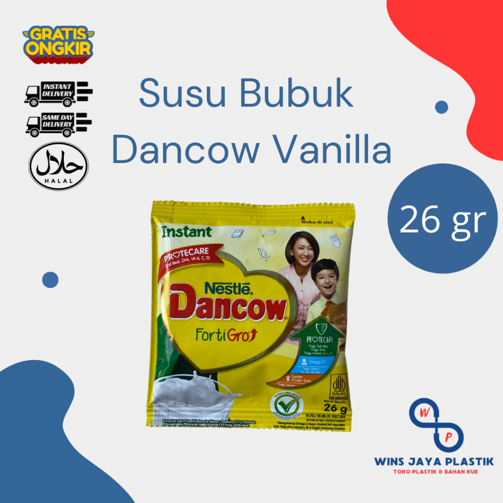 Dancow Sachet 26gr Susu Bubuk Vanilla | Susu Bubuk Full Cream Untuk Kue&Minuman | Susu Dancow Sachet