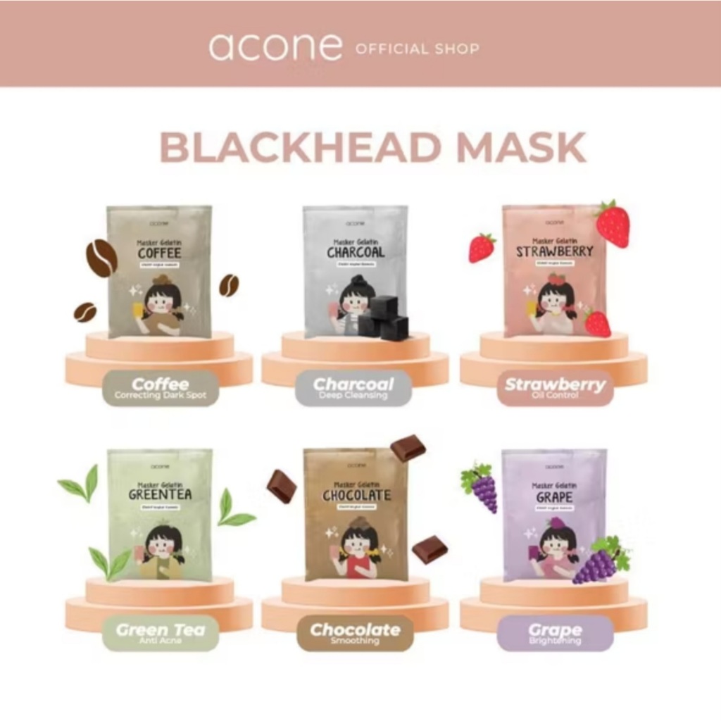 ACONE Masker Komedo Gelatin 5gr Halal - Maskom Peel Off BPOM