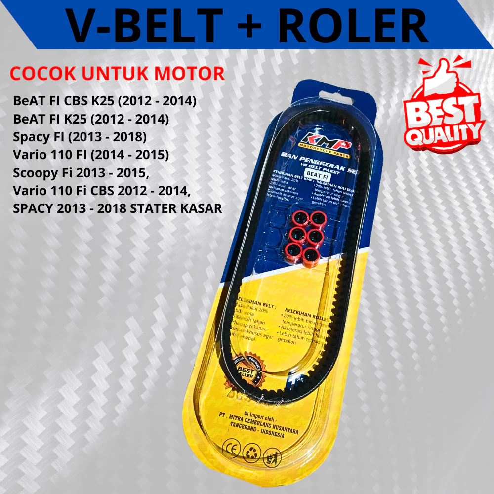 Vanbelt + Roller Set (Belt Drive Kit) KMP Original – Beat fi pop Scoopy, Vario 110 eSP K44 KVY KZL B