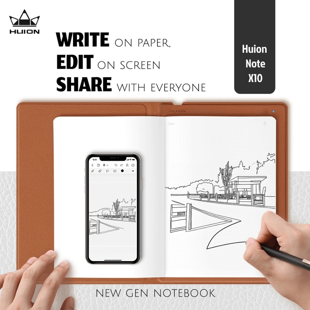 HUION NOTE X10 - Smart Digital Electronic Notebook with Pen - Wireless Paper Tablet Electronic Writi