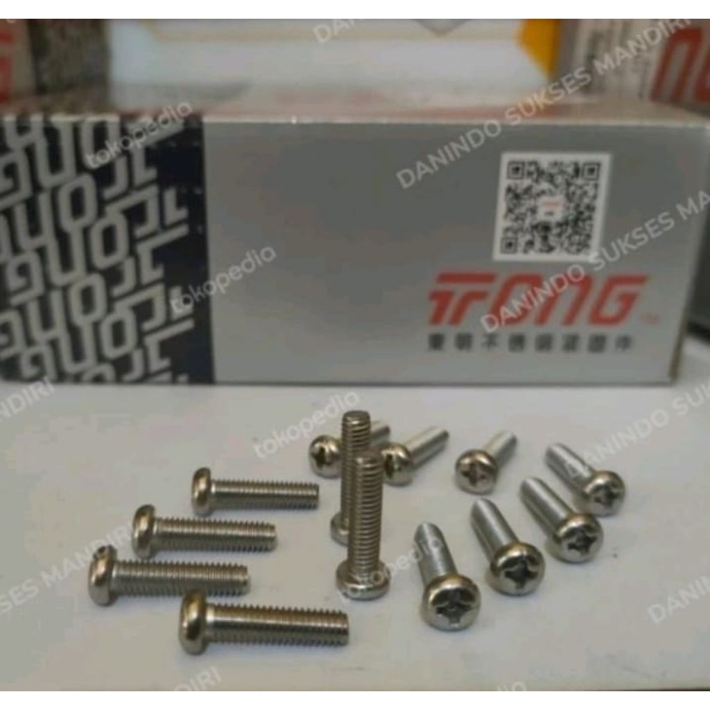 Baut Jp stainless304,5x10- m5x100,kepala obeng