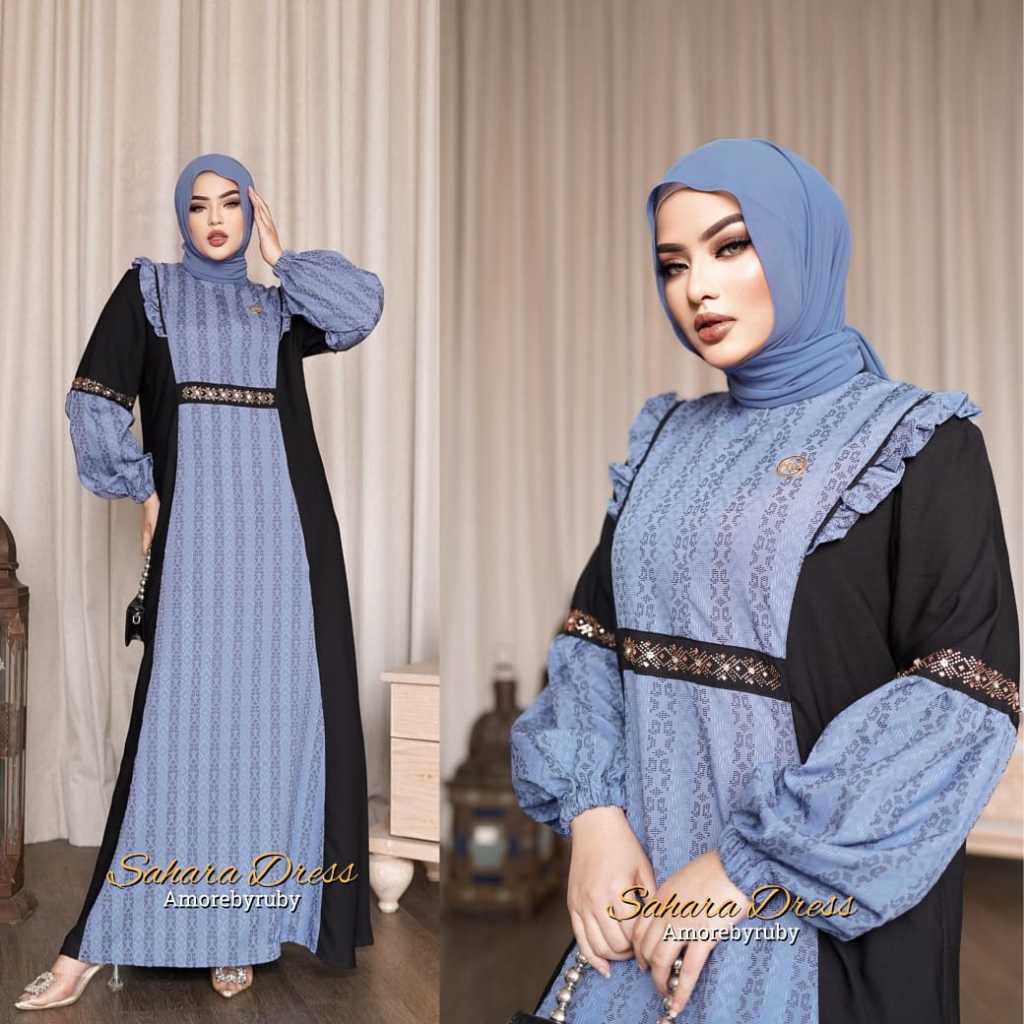 27gadih gamis terbaru motif payet swarosky edisi sahara dress motif modern kekinian simpel terbaru  